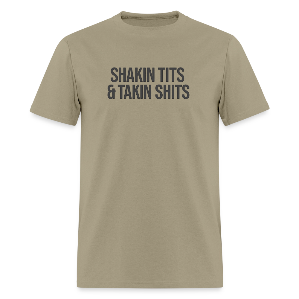 Shakin Tits & Takin Shits - Night Out Tee - khaki