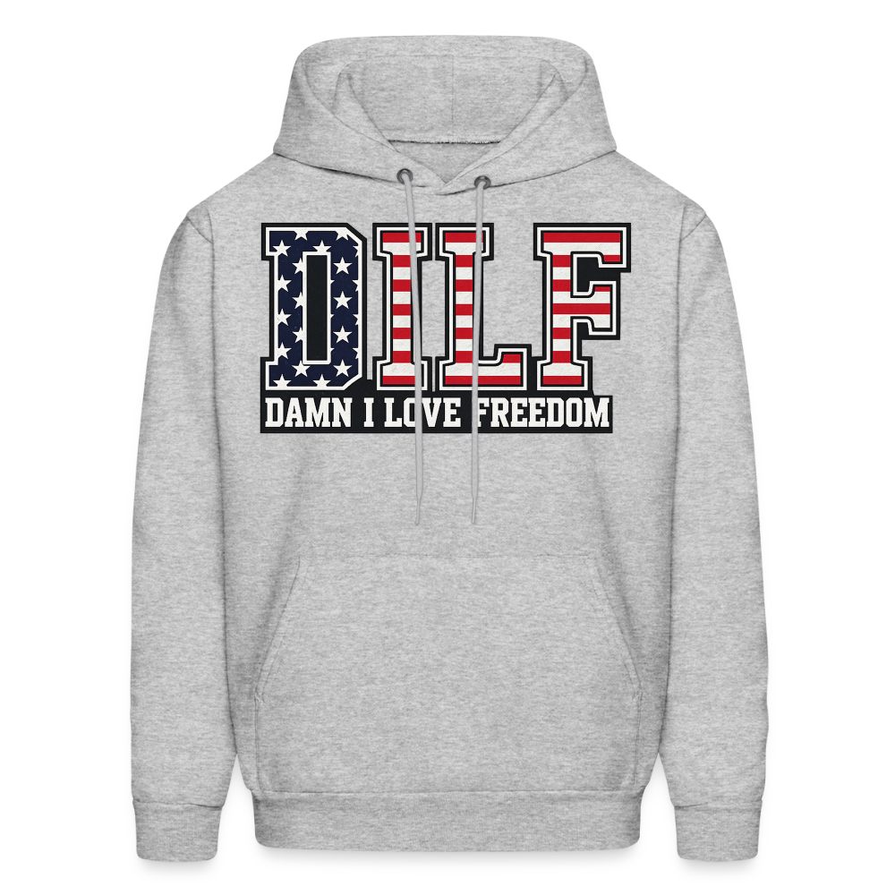 DILF - Damn I Love Freedom Hoodie - heather gray