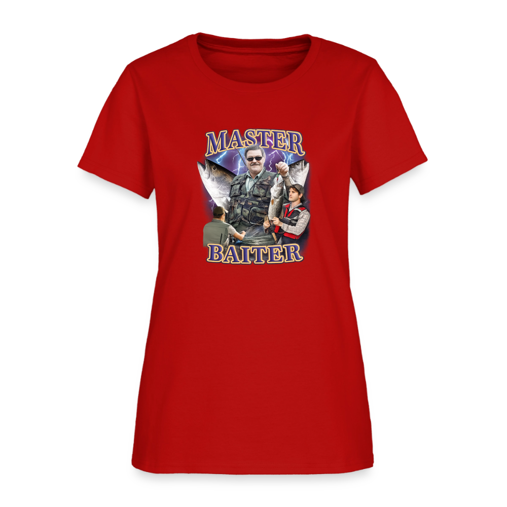 Master Baiter Women's Tee - Fishing Pun Patriot - red