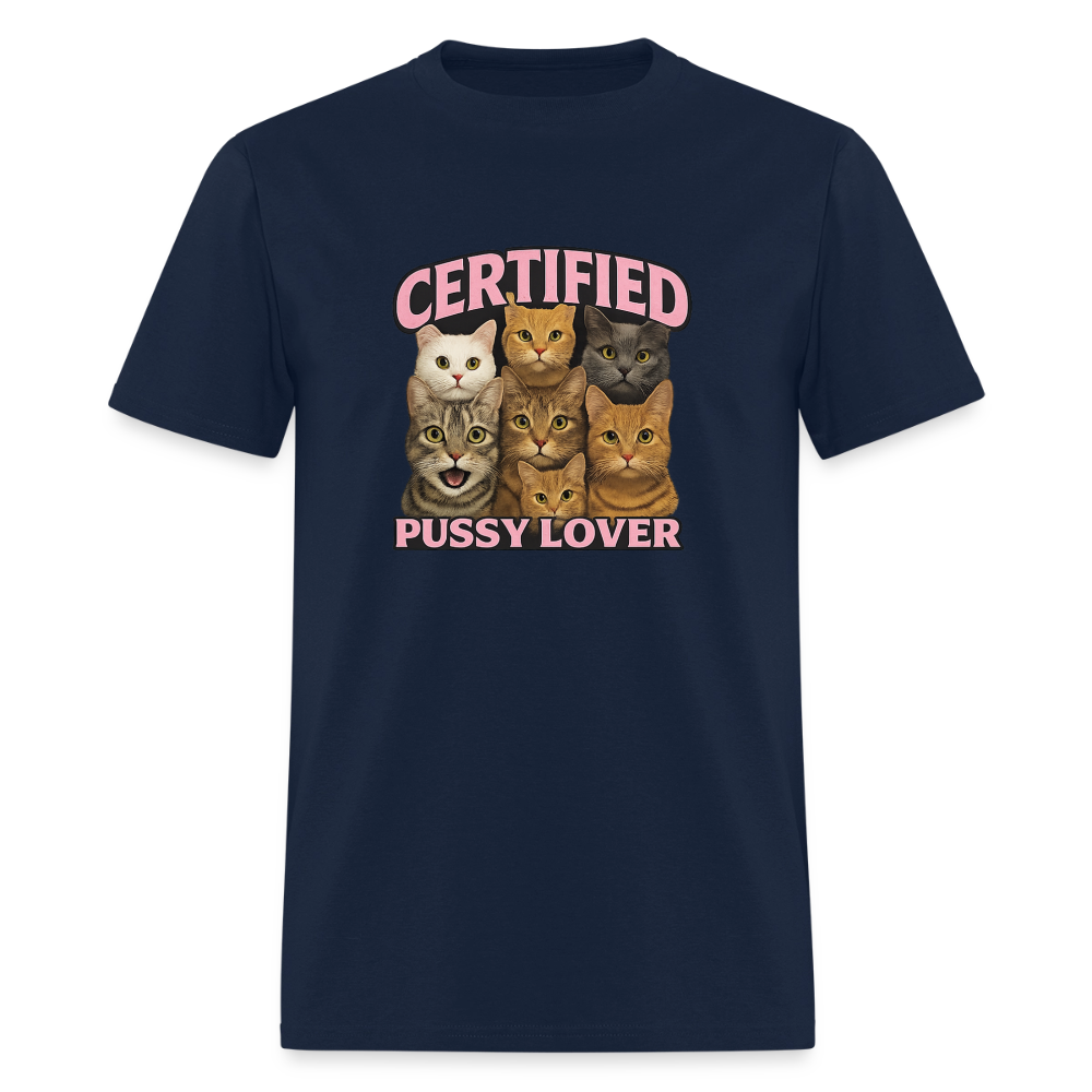Certified Pussy Lover - Cat Dad Tee - navy