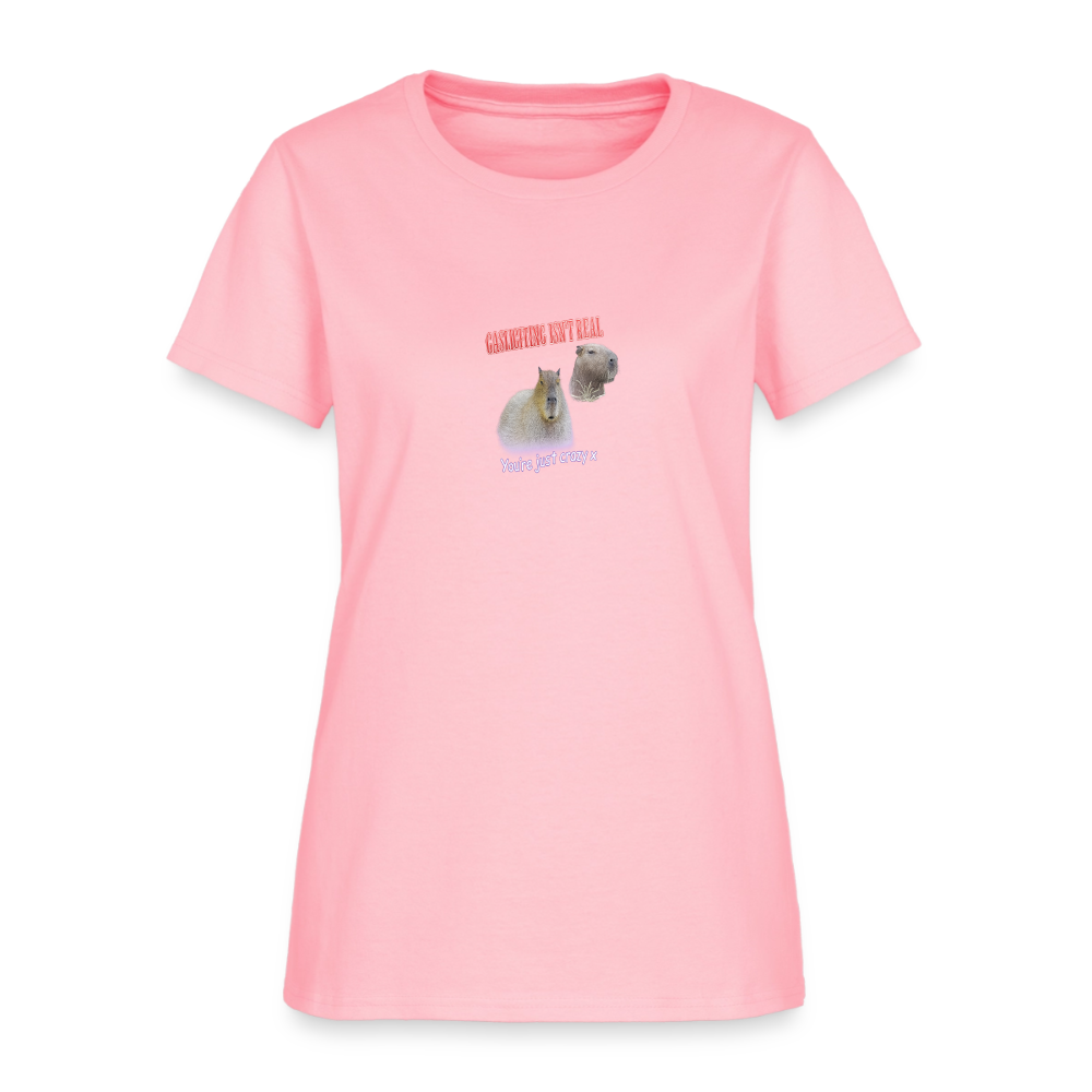 Gaslighting Isn't Real You're Just Crazy Women's Tee - Capybara Humor - pink