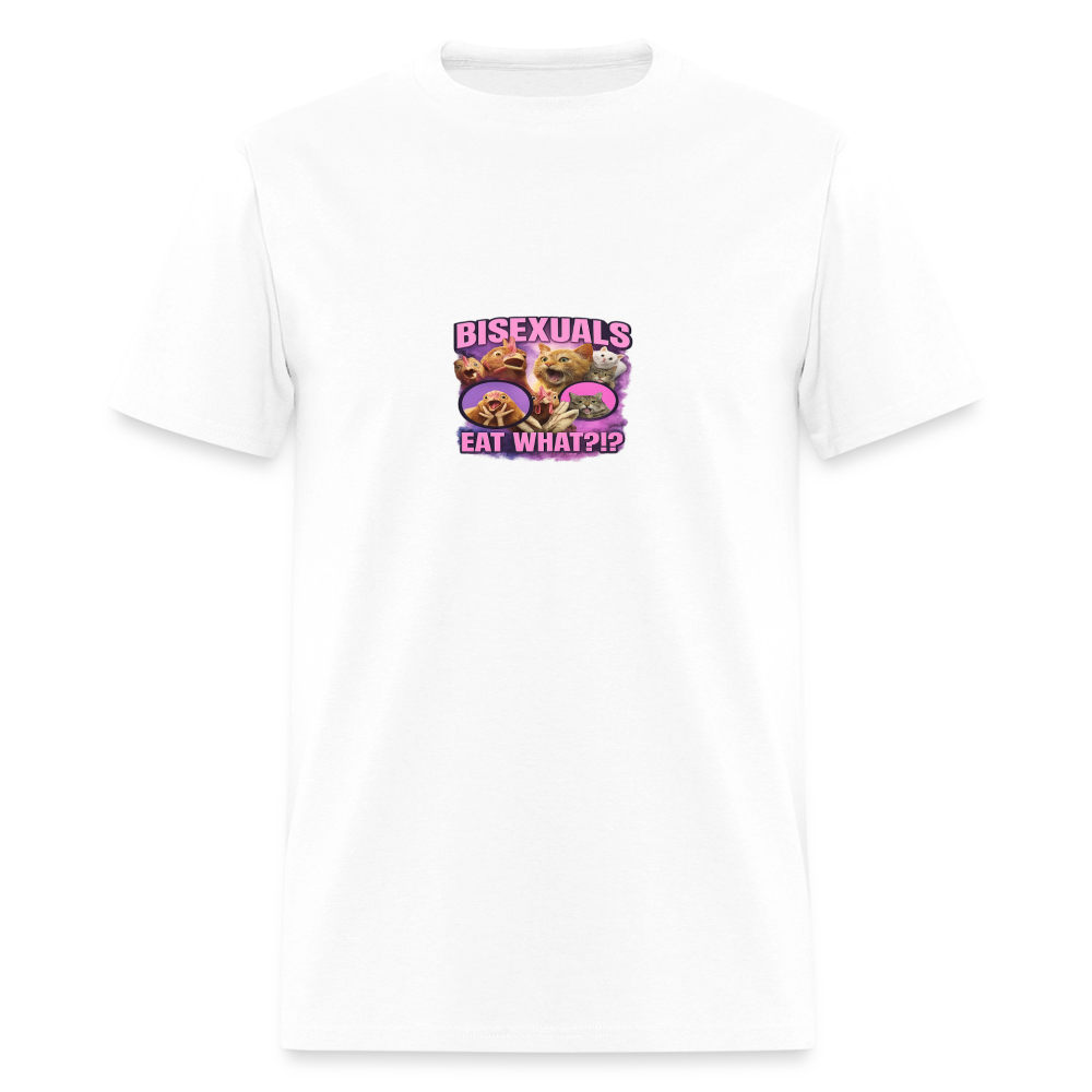 Bisexuals Eat What - Cats Meme Tee - white