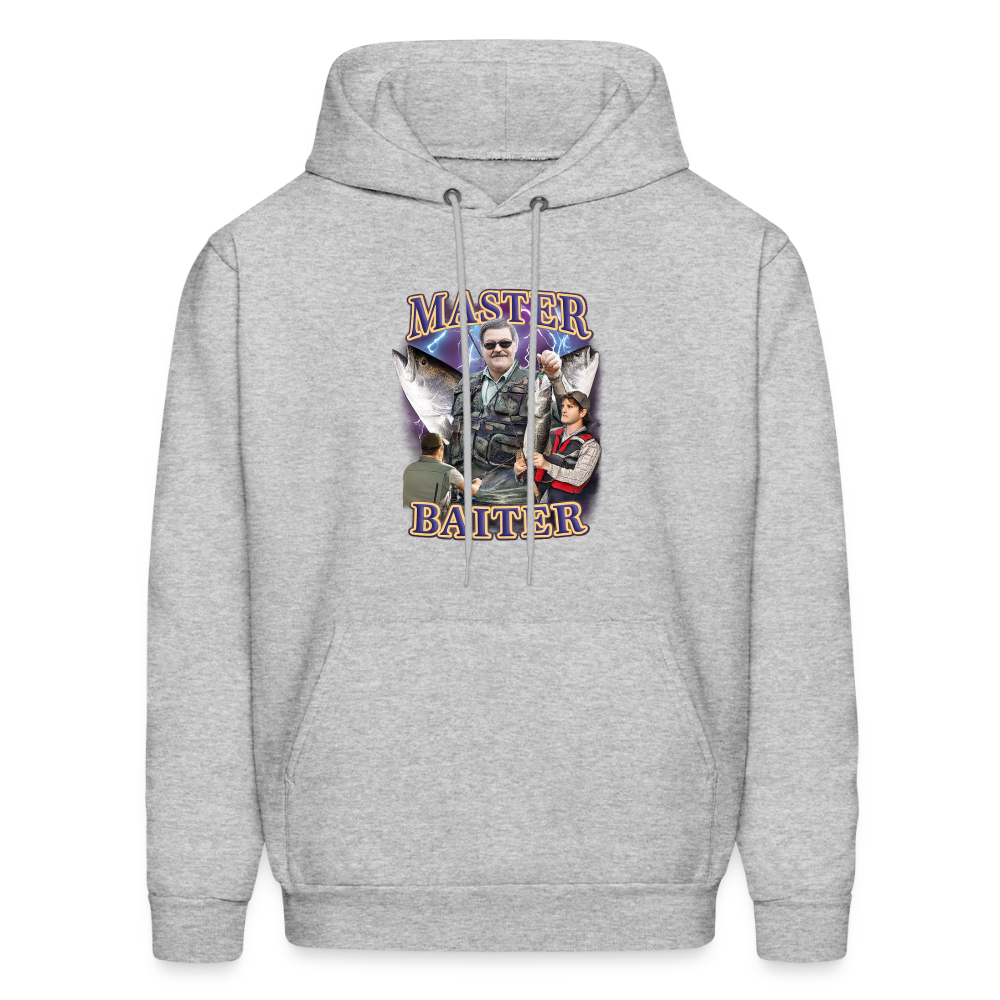 Master Baiter Hoodie - Vintage Fishing Action Hero Tee - heather gray