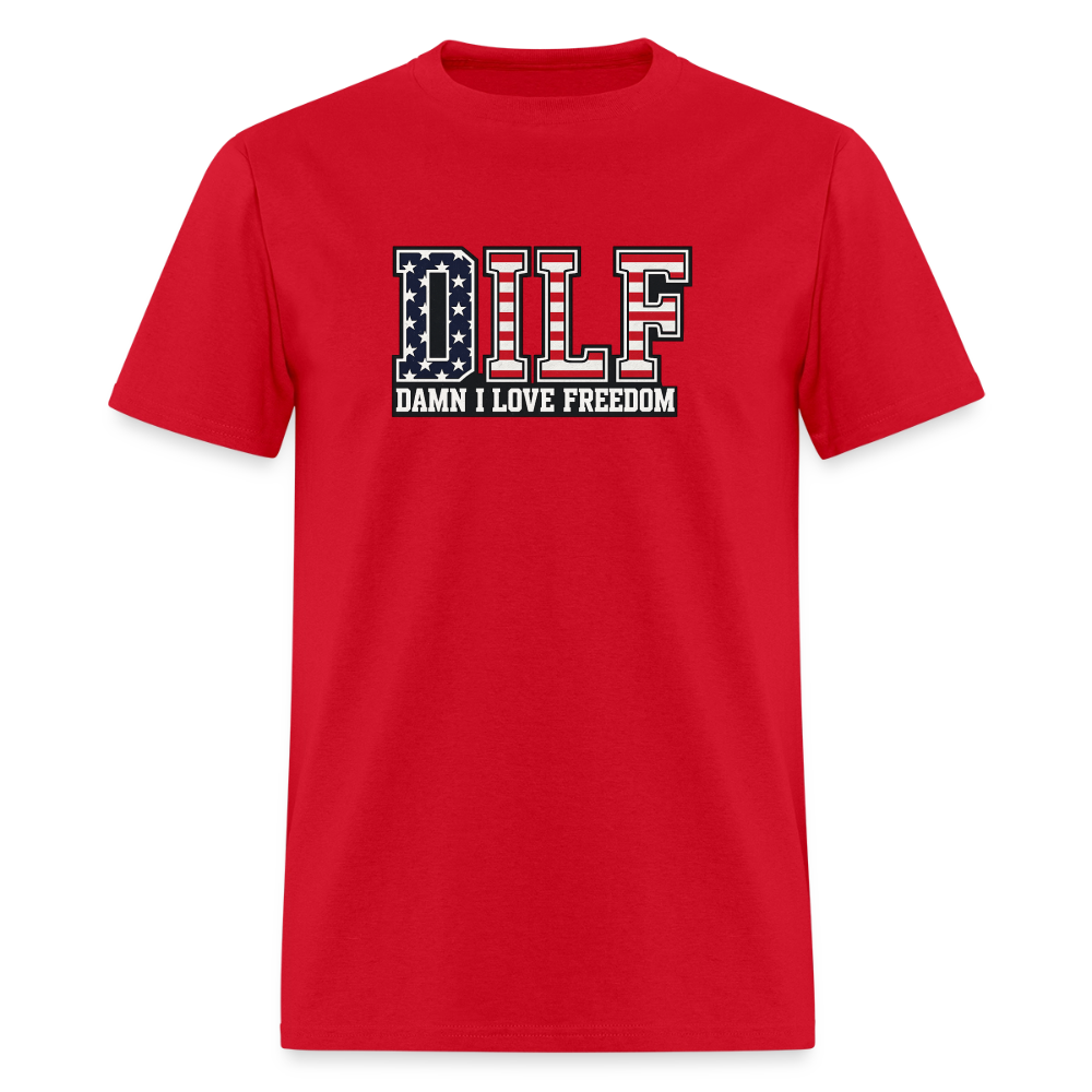 DILF Tee - Damn I Love Freedom Patriotic - red