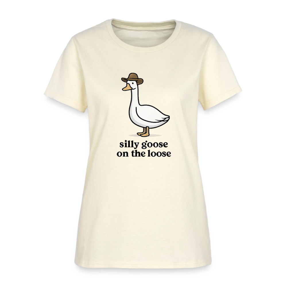 Silly Goose On The Loose Women's Tee - Cowboy Goose Meme - off white