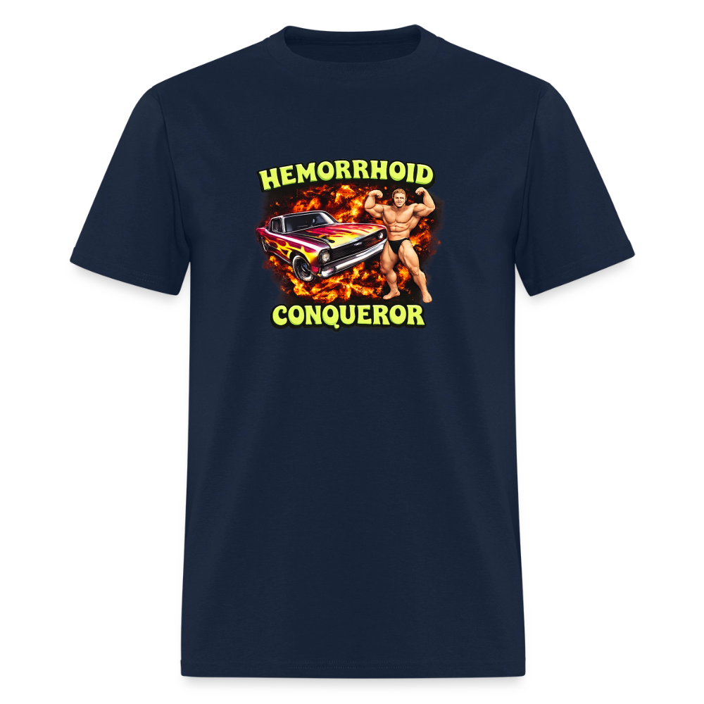 Hemorrhoid Conqueror - Muscle Car Tee - navy