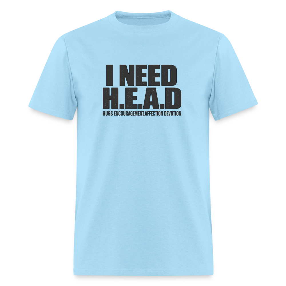 I Need H.E.A.D - Hugs Encouragement Affection Devotion Tee - powder blue