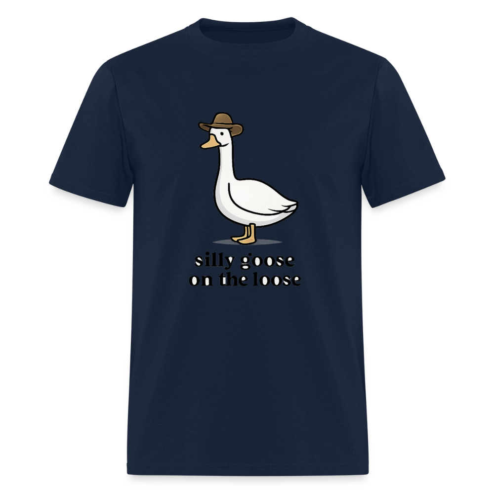 Silly Goose On The Loose - Cowboy Goose Tee - navy