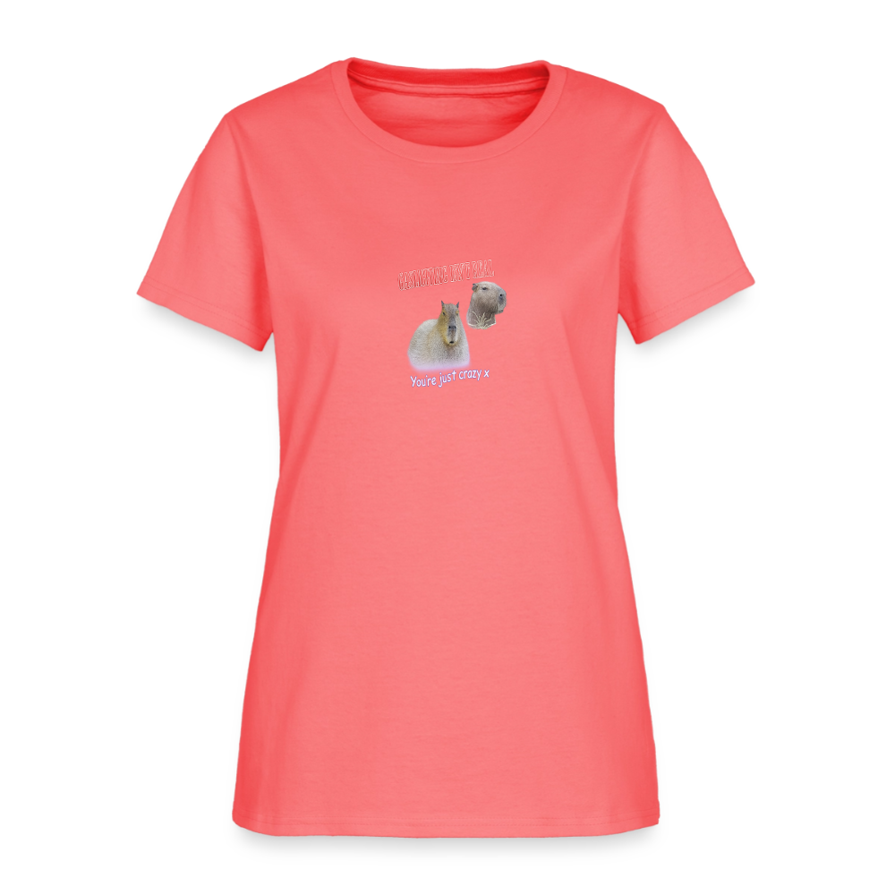 Gaslighting Isn't Real You're Just Crazy Women's Tee - Capybara Humor - coral