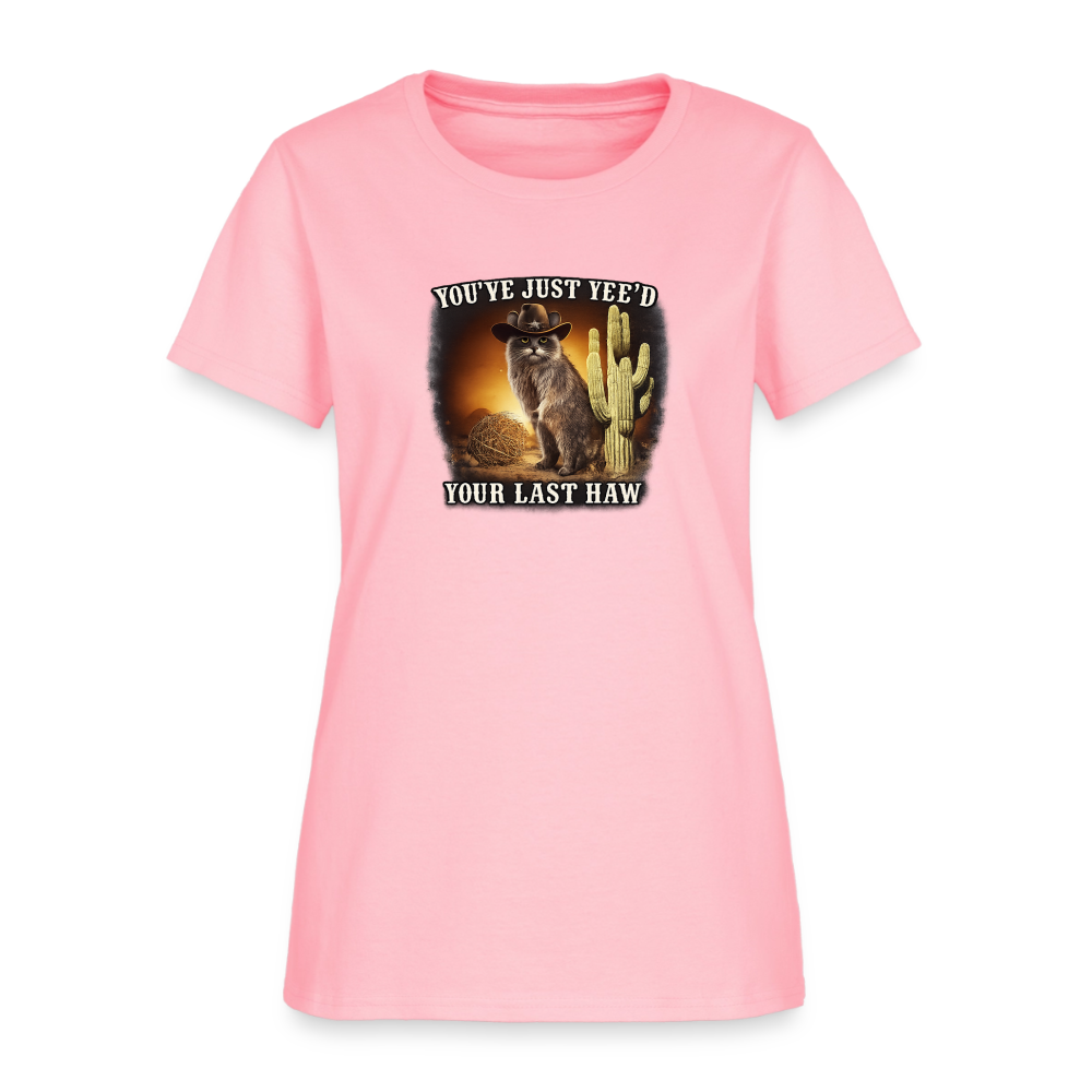 Yee'd Your Last Haw Women's Tee - Cowboy Cat Showdown - pink