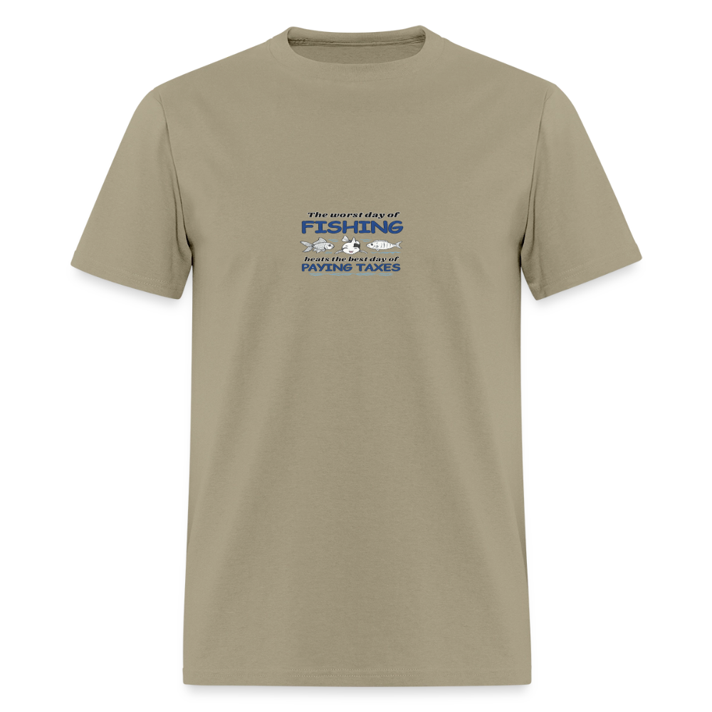 Fishing Beats Taxes - Outdoorsman Tee - khaki