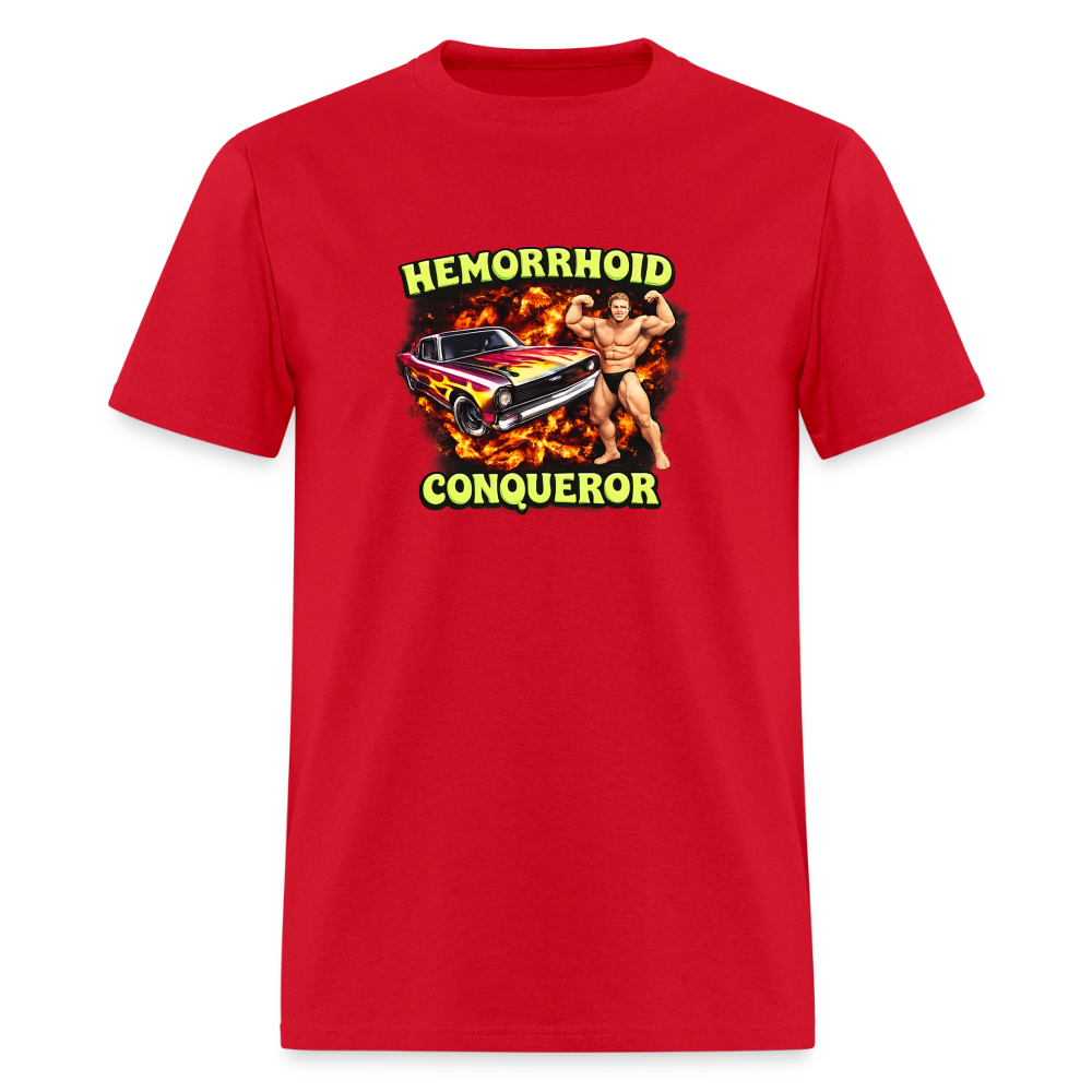Hemorrhoid Conqueror - Muscle Car Tee - red