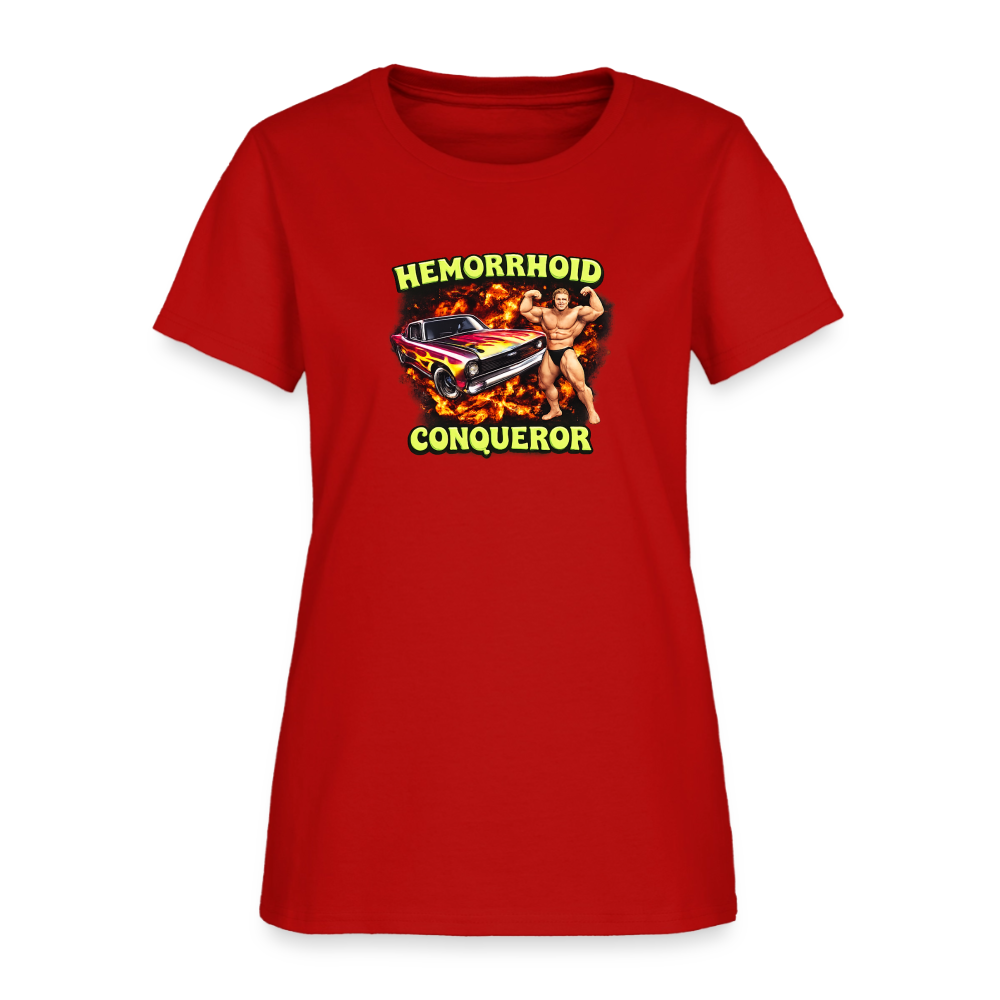 Hemorrhoid Conqueror Women's Tee - Muscle Car Champion - red